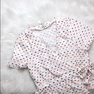 MADEWELL EMBROIDERED WRAP TOP MEDIUM